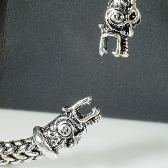 Rune Silver VIKING Norse Steel FENRIR Bracelet - Picture 7 of 8